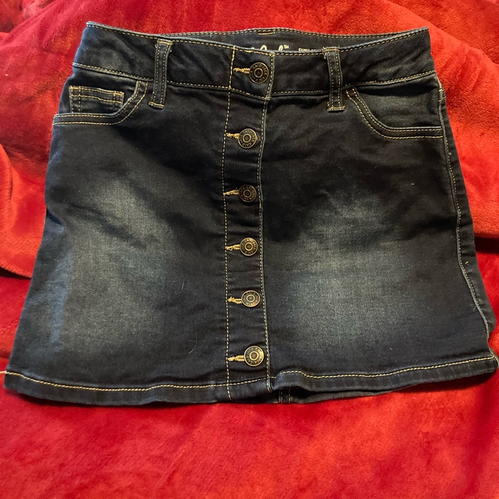 Cat and Jack Jean skirt. Cut with leggings or sandals